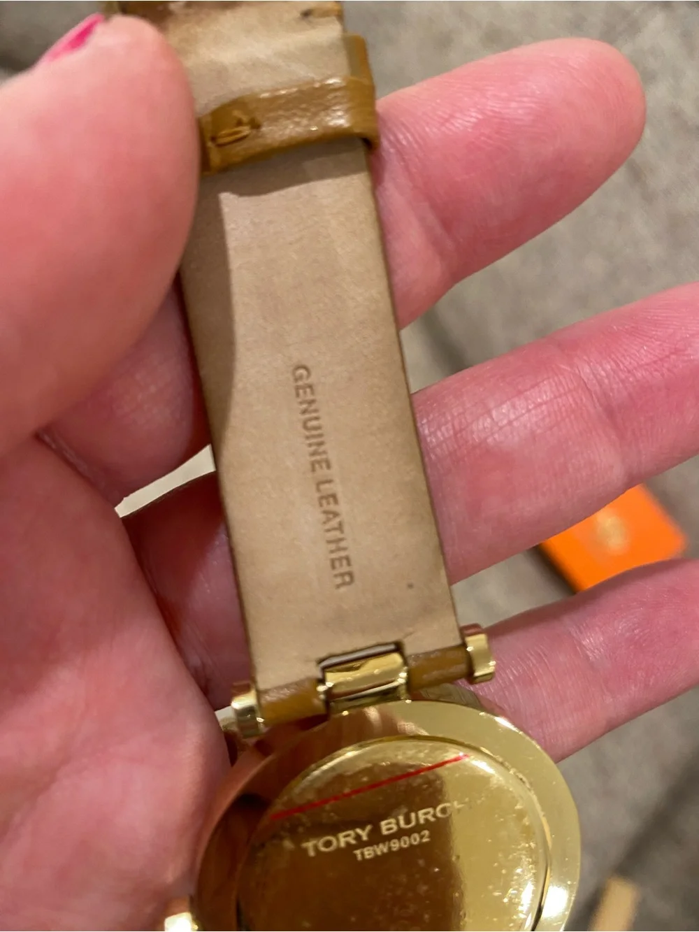 Tory Burch Bright Orange Box with Gold Emblem